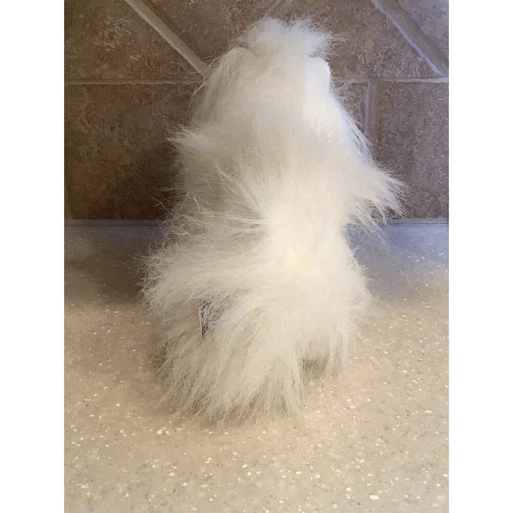 AURORA Plush White Long Haired Dog With Purple Bow Maltese Stuffed Animal Toy - Picture 4 of 9
